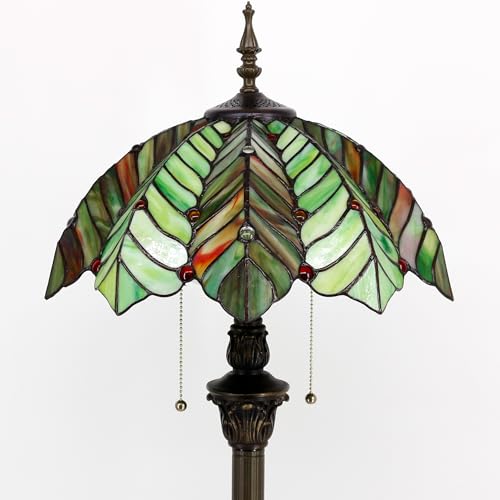 ZJART Tiffany Floor Lamp Stained Glass 16x16x70 Amber Green Coconut Tree by ZJART - Used condition - Image 3