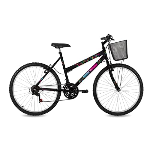 Bicicleta Mormaii Aro 26 MTB Aço Carbono Safira 18 Marchas com Cesta Preta