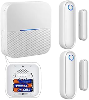 YisTech Caregiver Pager Portable Battery Door Alarms for Dementia Patients/Kids Safety/Home Security,Wireless Door Alarm Sensor for Elderly/Business/Home/Store (2 Sensor 1 Portable Receiver)