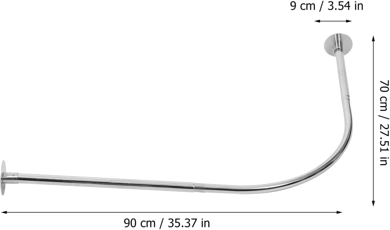 PRETYZOOM Shape Extendable Shower Curtain Rod Curved Telescoping Bar for Easy Installation Bathtubs and Showers Multi Functional Use as Wardrobe Clothes Hanging