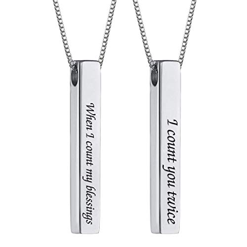 Yofair Custom Couples Necklace Personalized Vertical Bar Necklace Engraved Coordinate Bar Pendant Couples Gifts Best Friends Gift For Men Women #TOP2