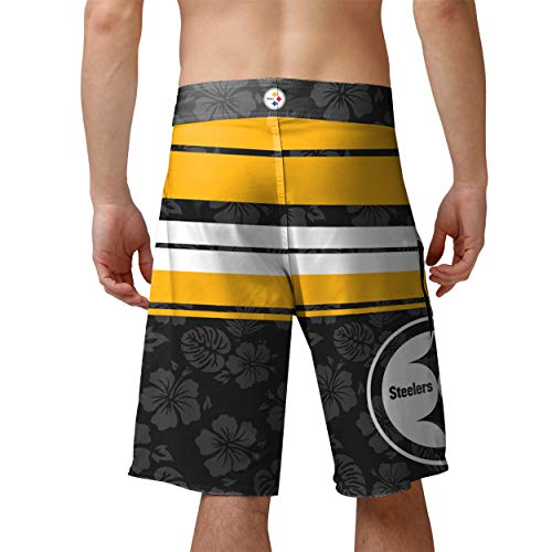 Foco Pittsburgh Steelers Nfl Mens Hibiscus Boardwalk Stripe Boardshorts - Xxxl #TOP28