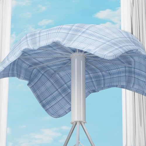 Image of Tripod Clothes Drying Rack Clothing Foldable & Portable Garment Rack Space Saving Laundry Aluminum Standing with 16 Poles Silver & White Floor Collapsible Household Indoor & Outdoor Holder