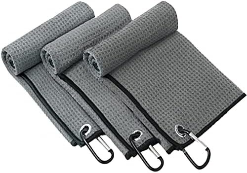 Pack of 3 Microfiber Golf Towel, Strong Absorbent Quality with Orange Petal Technology, Golf Towel for Golf Bags for Men, Suitable Size for Golf Cart Bag, Attractive Golf Gift Pack