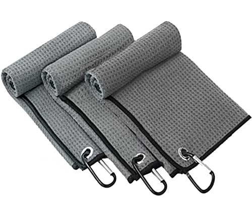 Pack Of 3 Microfiber Golf Towel, Strong Absorbent Quality With Orange Petal Technology, Golf Towel For Golf Bags For Men, Suitable Size For Golf Cart Bag, Attractive Golf Gift Pack #TOP2