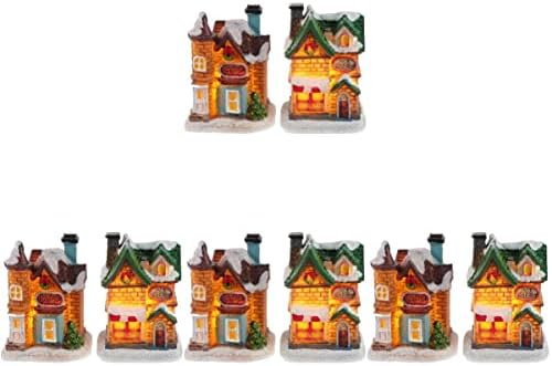 4 pcs Snowy Tree Glow Battery Collections Collection Shop Fireplace Decorations Landscape Snow Accessory Christmas Figurines Figurine Village Decorations, Model Led Scene Xmas