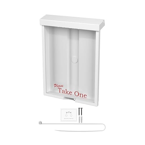 Marketing Holders Outdoor Brochure Holder 8.5" W White Plastic Wall or Post Mount Message Center Box Flyer Literature Dispenser with Lid and Hanging Hardware