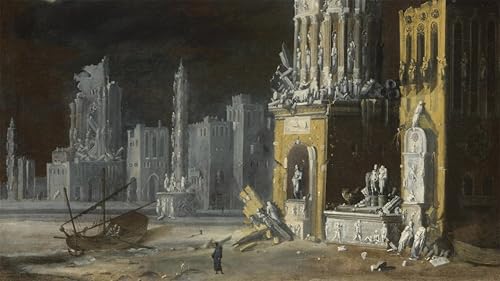 Pintura murales lienzo decorativo de ruinas fantásticas y San Agustín 60x90cm para hogar
