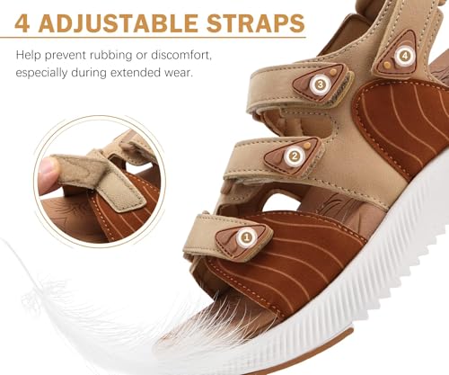 Image of ONCAI Women's Walking Sandals with Arch Support Hiking Athletic Sandals Woman Outdoor Cushion Footbed Water Summer Thick Rubber Soles Sandalias Mujer Size 6-12