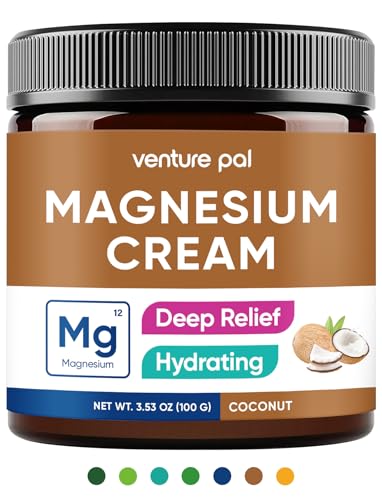 Venture Pal Magnesium Cream for Sleep & Muscle Relief, Topical Night Calming & Deep Relief - Restless Cramps Leg & Joint Care Cream - Coconut 3.53 Fl.Oz. -  VP202-Coconut-V4
