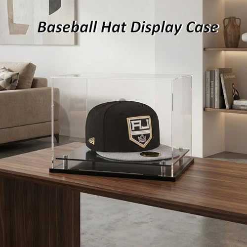 WANLIAN Clear Hat Display Case,Self-Assembly Acrylic Baseball Cap Holder Stand with Stainless Steel Risers, Perfect for Sports Caps & Mini Helmets (Assembly Required) by WANLIAN - Image 3