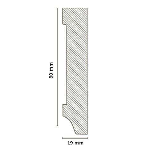 PROVISTON listwa przypodłogowa z płyty MDF, 19 x 80 x 2500 mm, rdzeń MDF, foliowany, kolor biały, do klejenia, klipsów, wkręcania i gwoździ, listwa przypodłogowa firmy PROVISTON 12,5 m | 5 sztuk