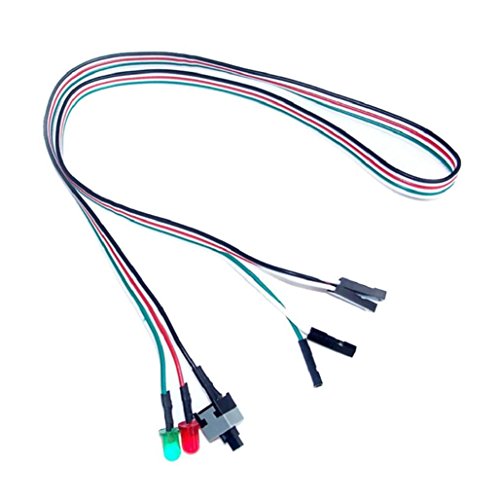 Tuscom ATX PC Compute Motherboard Power Cable 2 Switch On/Off/Reset with LED Light 50CM