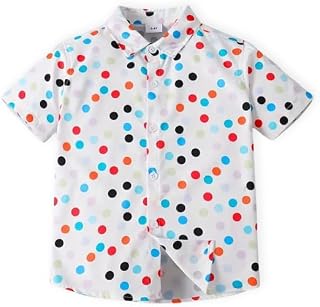 Niren Enterprise Kids' Polka Dot Playful Comfort Soft Cotton, Multicolor Dots, Short Sleeve, Lightweight, Button-Down Shirt Price In India