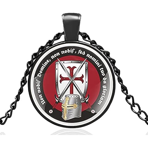 New Knight Templar Cross Sword Design Fashion Glass Dome Pendant Necklace Charm Men Women Jewelry Gifts Cover