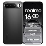 realme 16 5G Smartphone 6+256GB, Air Black, Pantalla 6,57 Pulgadas, Display AMOLED 120Hz, Carga 45W, Batería 6550mAh, Cámara Dual 50MP+2MP, Dimensity 6400 Turbo, Dual SIM, NFC, IP69