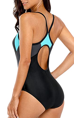 Image of beautyin Women's Colorblock Slimming One Piece Swimsuit Cross Back Bathing Suit