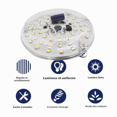 ciciglow Ventilateur de Plafond de 4 Pouces Remplacement de la Lumière LED, Kit D'éclairage de Rénovation à LED à Mémoire de Mémoire, Ventilateur de Plafond à à 15 W avec 3 Couleurs (230V) – vue 6