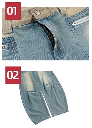 Men's Patchwork Baggy Jeans Vintage Wide Leg Denim Pants Designer Loose Jeans2