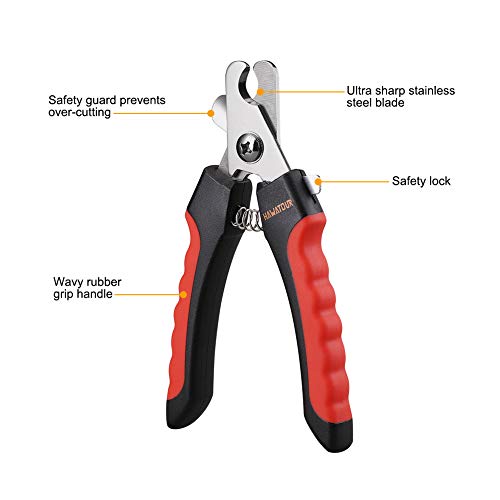 Hawatour Dog Nail Clippers, Professional Pet Nail Clipper & Trimmers With Safety Guard To Avoid Over Cutting, Grooming Razor With Nail File For Medium And Large Dog And Cat, Red #TOP1