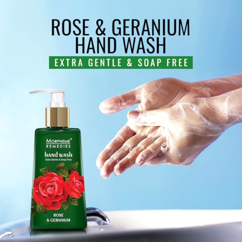 Image of Morpheme Remedies Hand Wash Rose & Geranium, Anti Bacterial, 250ml - Soap Free Hand wash