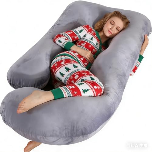 BATTOP Pregnancy Pillow for Sleeping,Full Body Maternity Pillow with Removable Washable Cover,Support for Back,HIPS,Legs,Belly for Pregnant Women