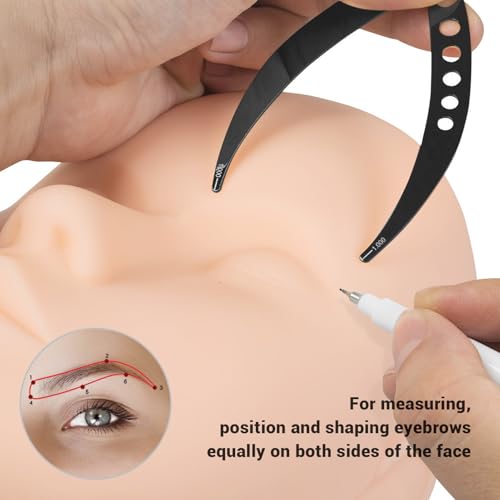Eyebrow Golden Ratio Caliper Symmetrical Measure Tool for Microblading Brow Extensions Stainless Steel Makeup Ruler (Black) by ZJchao - Image 4