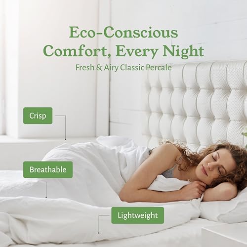 California Design Den 100% Organic Cotton King Fitted Sheet Only - Percale Fitted Sheet King with Deep Pockets, Crisp, Lightweight, Anti Skid Elastic for a Snug Fit - White - Thumbnail 4