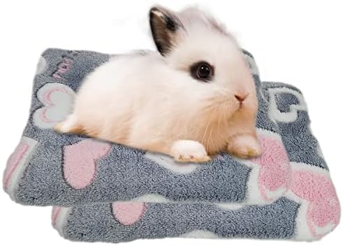 RIOUSSI Bunny Bed, Guinea Pig Warm Bed for Small Animals Rabbits Chinchillas Hedgehogs Baby Cats Ferrets.12 X10, 2Pack, Gray Heart