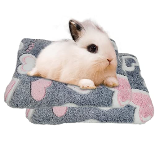 Rioussi Bunny Bed, Guinea Pig Warm Bed For Small Animals Rabbits Chinchillas Hedgehogs Baby Cats Ferrets.12 X10, 2Pack, Gray Heart #TOP2