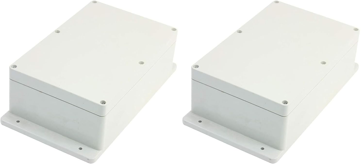 ABS Plastic Junction Box Dust-Proof Waterproof IP65 Indoor Outdoor Electrical Enclosure Box Universal Project Enclosure with Fixed Ear Grey 230mmx150mmx85mm 9 x 5.9 x 3.3 Inches (Pack of 2)
