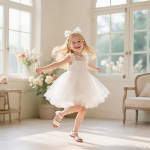 Image of Otter MOMO Girls Open Toe Princess Flat Sandals with Comfort Sole Summer Sandals