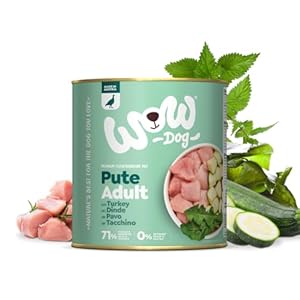 WOW Dog Hunde-Nassfutter mit Pute | Enthält Vitamine und Mineralien, ohne Getreide und Zucker | 800 g / 12er Pack