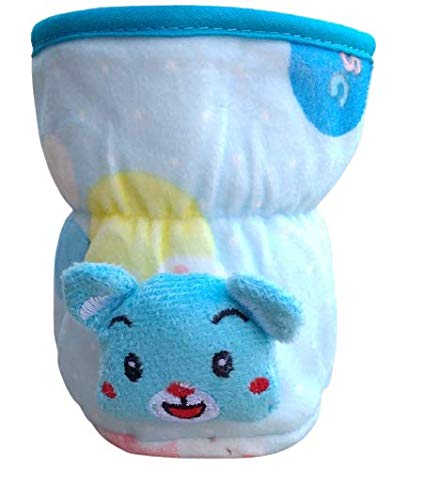 Image of Bottle Covers for Wide Neck /Broad Neck Soft Plush Stretchable Baby Feeding Bottle Cover with Strap for (125ml, 120 ml and 140 ml Feeders (Multicolour) Pack of 2 Blue Yellow)
