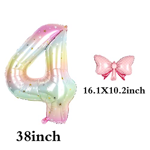 Image of Happy birthday Big Number Balloons Foil Birthday Balloon Number Balloons Happy Birthday Party Decorations Kids and Wedding Party Supplies (Pink 4)
