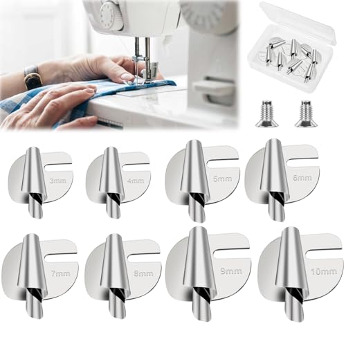 8PCS Prensatelas Maquina Coser,3-10mm Juego Pies Dobladillo Enrollado Costura Universal, Prensatelas de Acero Inoxidable,Pie Presión Dobladillo Enrollado Ancho,Pie Dobladillo Curvo Industrial el Hogar