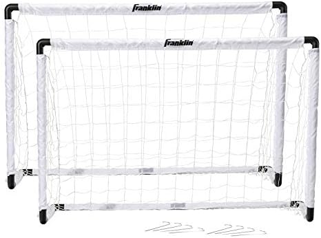 Franklin Sports Kids Soccer Goal Set - Portable Backyard Youth Soccer Goals - 2 Mini Soccer Goals with Ground Stakes - 54" x 36"