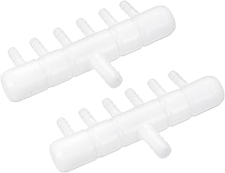sourcing map 2 conectores divisores de tubería de aire de 8 mm a 5,5 mm de 6 vías para tanque de peces, adaptador de tubo de oxígeno para acuario, color blanco