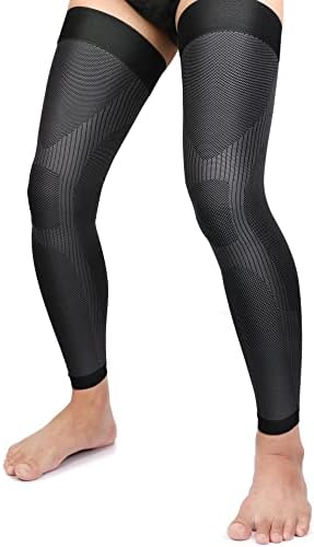 KEKING® Full Leg Compression Sleeves, Unisex, Thigh High Compression Stocking 20-30mmHg Graduated Support for Thigh Calf Knee, Running, Basketball, Reduce Varicose Veins and Swelling, 1 Pair, Black M