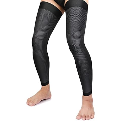 KEKING® Full Leg Compression Sleeves, Unisex, Thigh High Compression Stocking 20-30mmHg Graduated Support for Thigh Calf Knee, Running, Basketball, Reduce Varicose Veins and Swelling, 1 Pair, Black XL Cover
