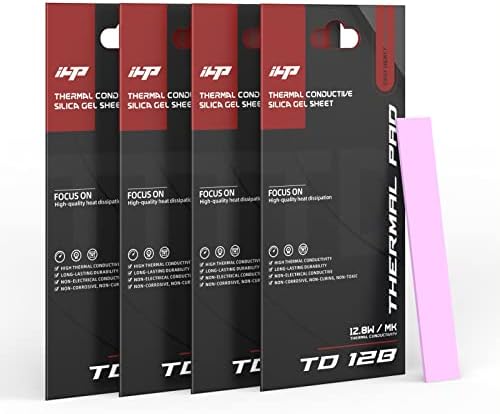 iHTP Thermal Pad 12.8 W/mk Non Conductive Heat Dissipation Silicone Pad for PC Laptop Heatsink/GPU/CPU/LED Graphics Card, 120x20mm, 0.5mm, 1.0mm,1.5mm, 2.0mm 4 Packs