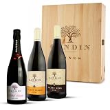 Cassetta di legno da 3 bottiglie: Spumante Metodo Classico, Filare Nero DOC Friuli Isonzo, Filare Bianco DOC Friuli Isonzo | Gandin Wines 0,75 L | Cassetta di Legno | Idea Regalo