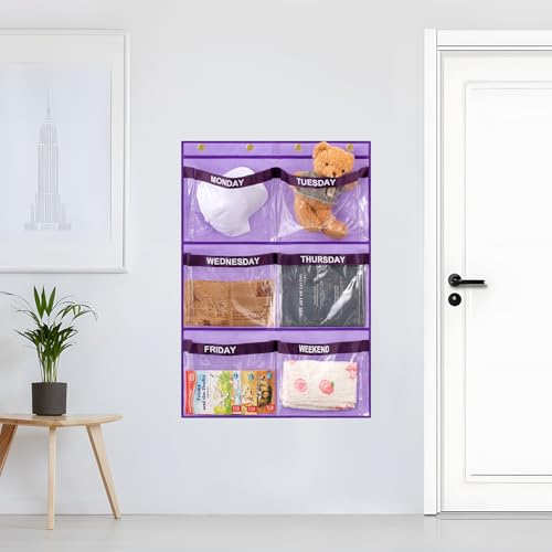 TEMUORG Weekly Clothes Organizer Day of Week School Clothing Storage Hanging Closet Organization for Kids Monday to Weekend (PURPLE) by TEMUORG - Used condition - Image 5