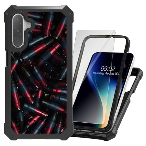 DHYYDSQZ for Samsung Galaxy A17 5G/ A26 5G Case with Tempered Glass Screen Protector Heavy Duty Dual Layer Hybrid Bullets Shockproof Protection Cell Phone Cover Case for Samsung A17 5G 6.7" 2025
