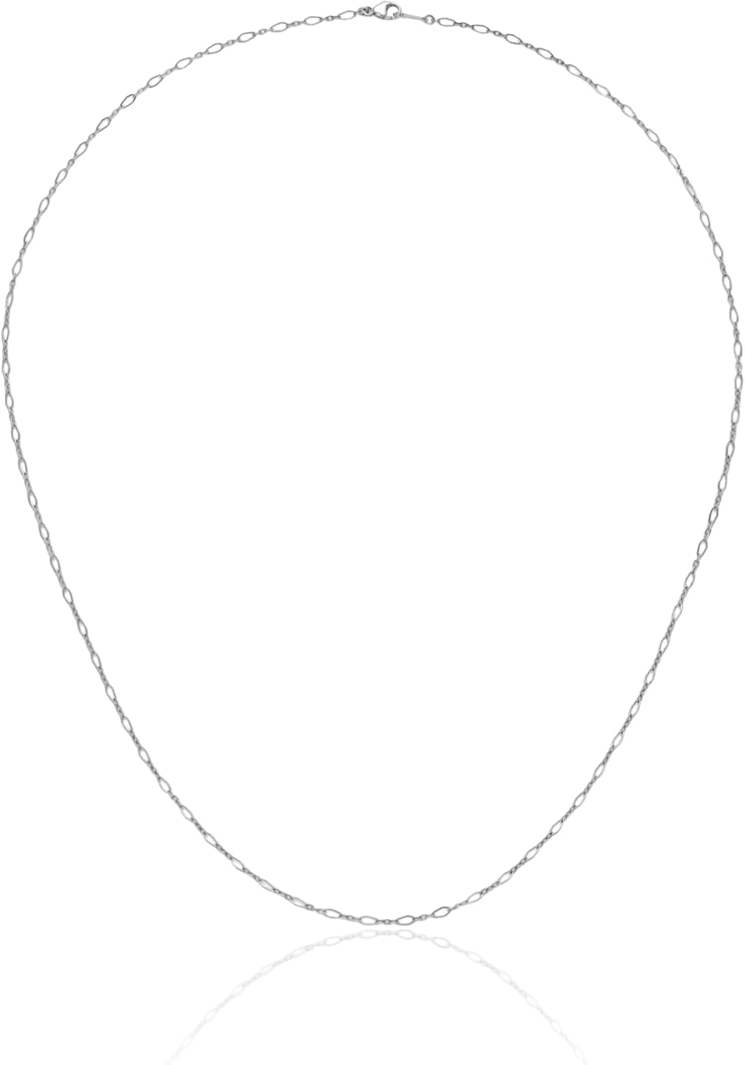 IceCarats Platinum 2.4mm Thin Oval Link Cable Chain Necklace Diamond Cut, Polished