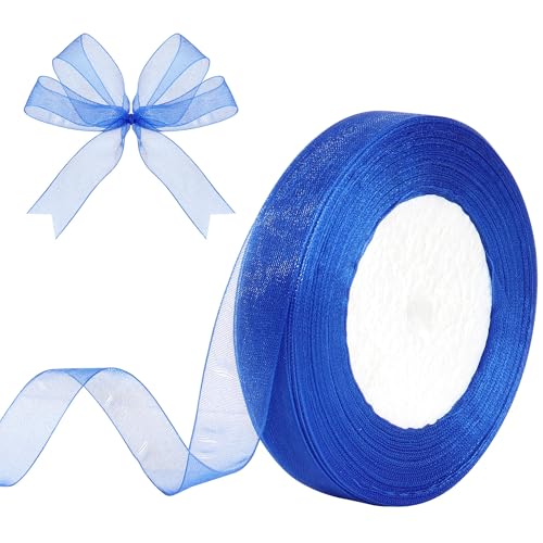 Partyeah Royal Blue Sheer Organza Ribbon,5/8 Inch x 50 Yards