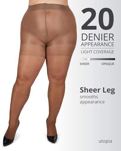 Image of MeMoi Energizing Plus Size Curvy Control Top Pantyhose for Women, Semi Opaque Pantyhose, Lightweight Womens Stockings
