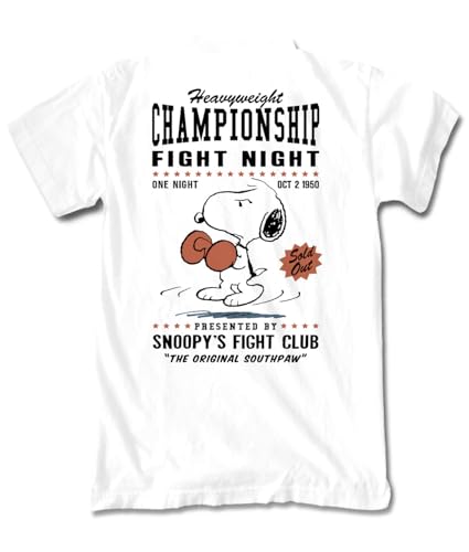 Riot Society Peanuts Snoopy’s Championship Fight Night Kids Tee - White, Large