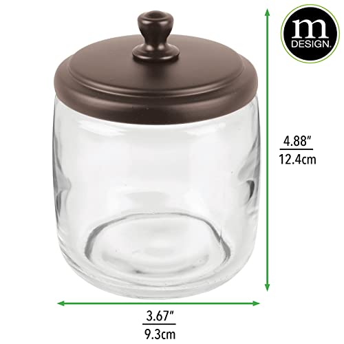 Mdesign Small Apothecary Organizer Canister Jars - Glass Containers With Steel Lid For Bathroom, Organization Holder For Vanity, Counter, Hamill Collection - 2 Pack - Clear/Bronze #TOP3