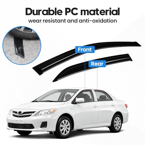 Image of Corolla Rain Guards - Window Visors for Toyota Corolla 2009-2013, Out-Channel Side Window Rain Guards for Corolla Accessories, 4PCS, Black, Car Accessories